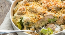 Romige kip met rijst en broccoli