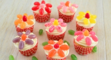 Jelly bean bloemen cupcakes