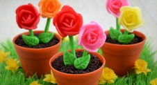 Bloempot cupcakes met ouwel bloemen
