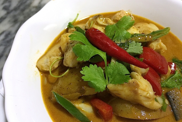 Penang curry met zeebaars