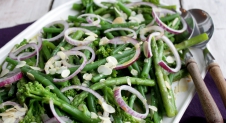 Salade met bimi, haricot verts en groene asperges