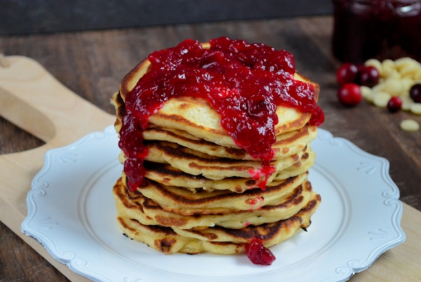 Cranberry witte chocolade pancakes