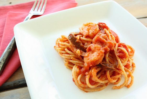 Spaghetti met Portugese garnalen